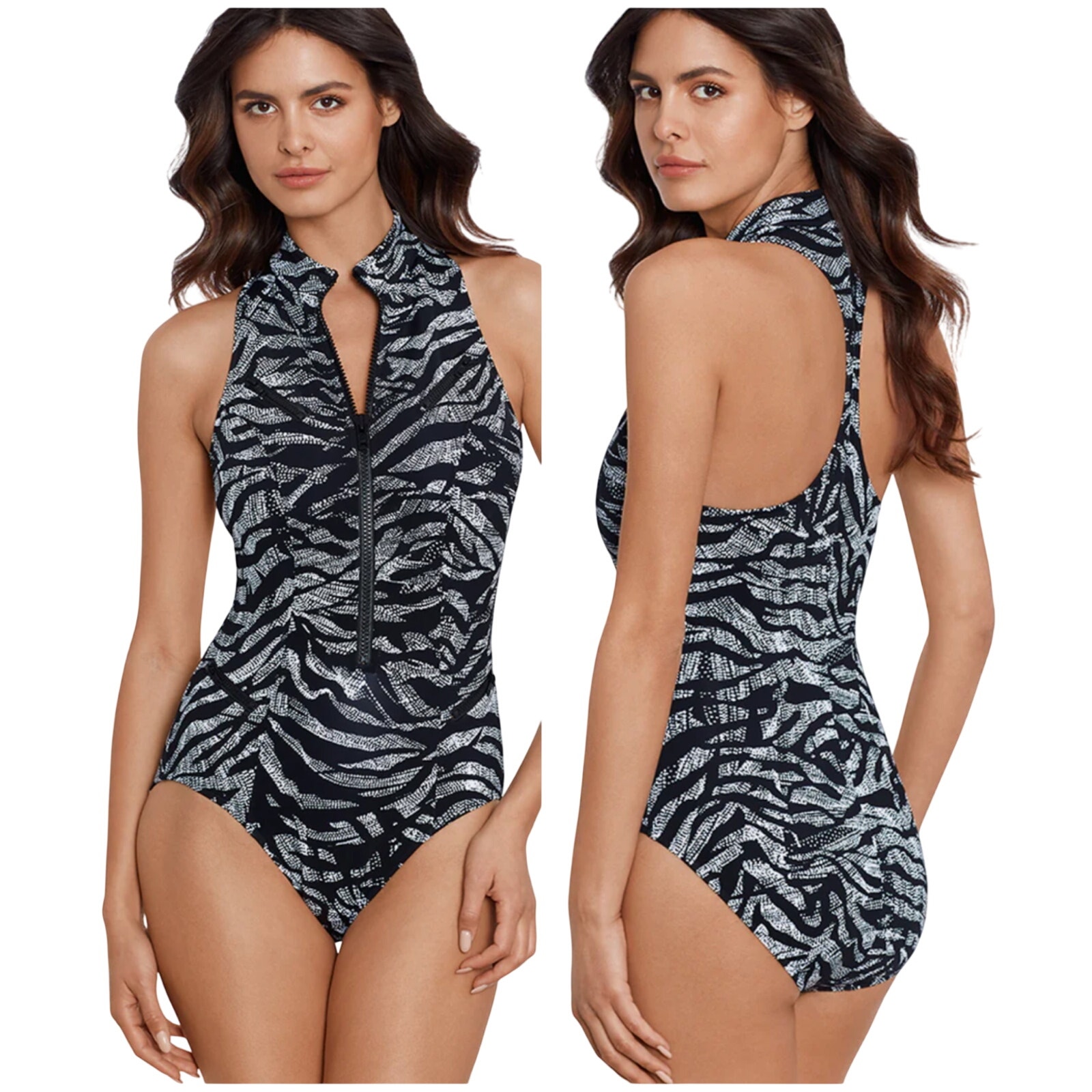 Magicsuit Nwt Tabbi Coco One Piece Scuba Zip Front Swimsuit Size 14 Slimming